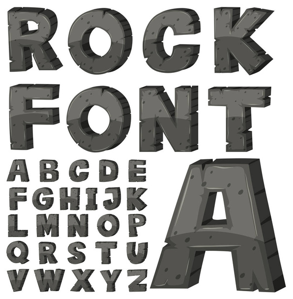 Fontin suunnittelu englanti aakkoset kivi lohko
 - Vektori, kuva