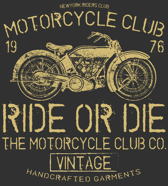 vintage μοτοσικλέτας t-shirt γραφικό - Διάνυσμα, εικόνα