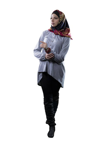 Woman Wearing Hijab Isolated on White Background - 写真・画像