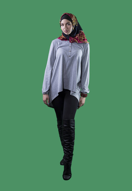 Woman in Hijab Isolated on a Green Screen - 写真・画像