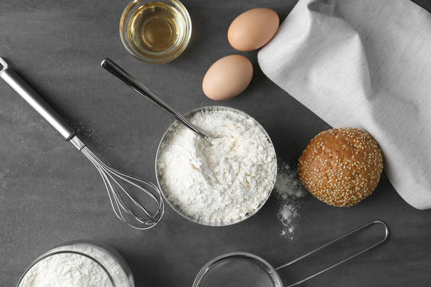 flour and dough ingredients - Фото, изображение