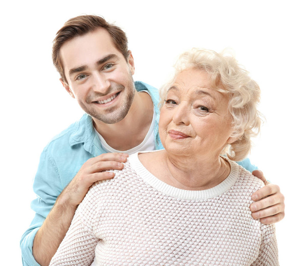 Jeune homme avec grand-mère
  - Photo, image