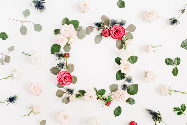 Frame wreath made of flowers - Φωτογραφία, εικόνα