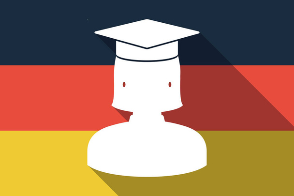 Hosszú árnyék Németország lobogója diplomát diáklány - Vektor, kép