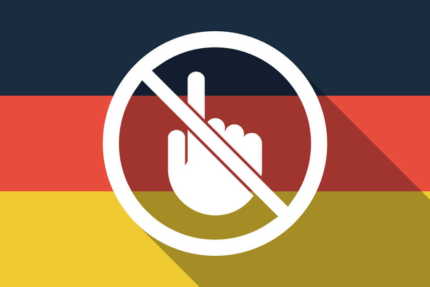 Long shadow Germany flag with  a touching hand  in a not allowed - Vector, Image