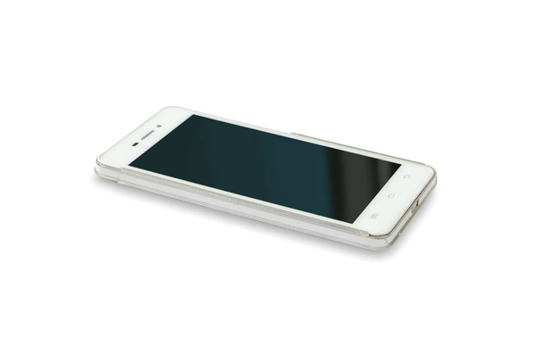 Smartphone on isolated white background.Mobile phone on white background.White modern cell phone on white background - Photo, Image