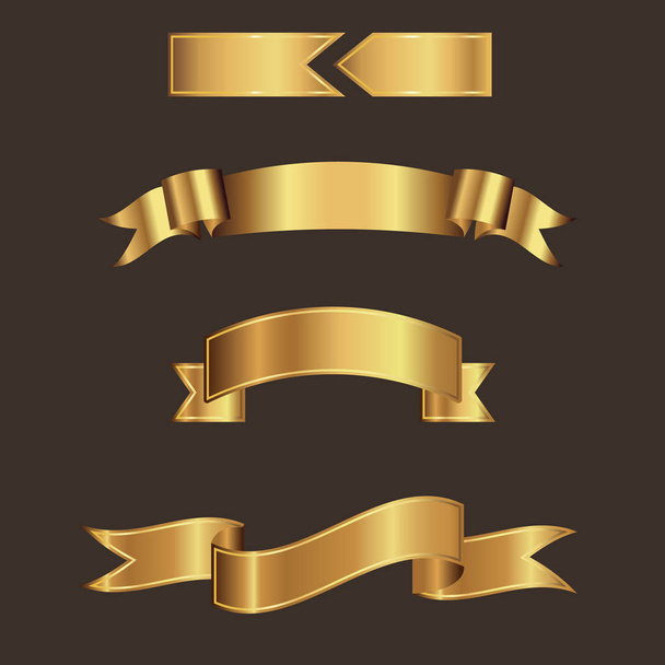 Gouden lint banner vector met bruine achtergrond. Linten voor inpu - Vector, afbeelding