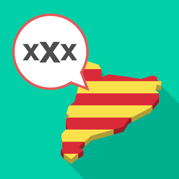 Lange schaduw Catalonië-kaart met een letterpictogram Xxx - Vector, afbeelding