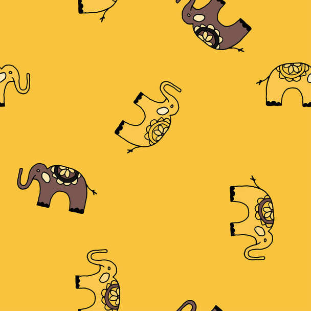 Vector cartoon seamless elephants pattern for textile, ceramics, fabric, print, cards, wrapping - ベクター画像