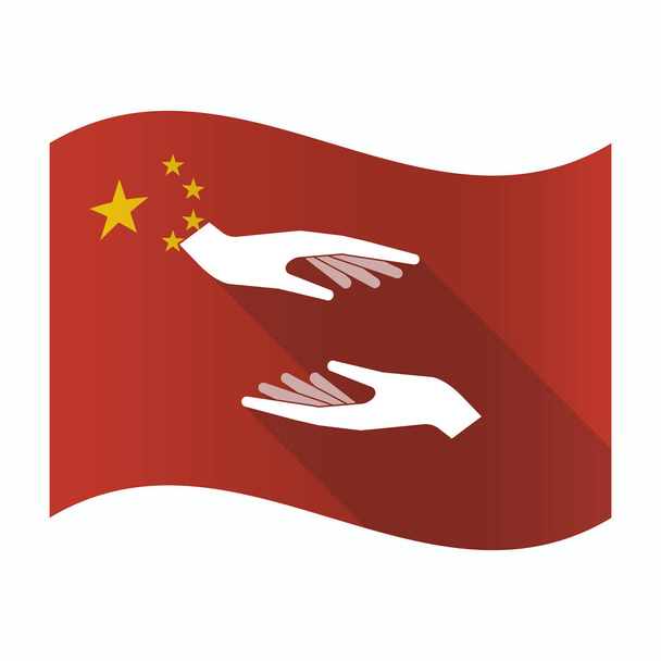 Integetett zászló Kína két kezébe adni és kapni vagy prote - Vektor, kép