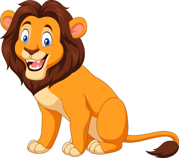 Cartone animato leone felice seduto
 - Vettoriali, immagini