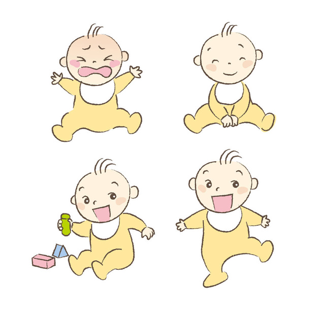Set of babies various poses and expression - Vector, Image