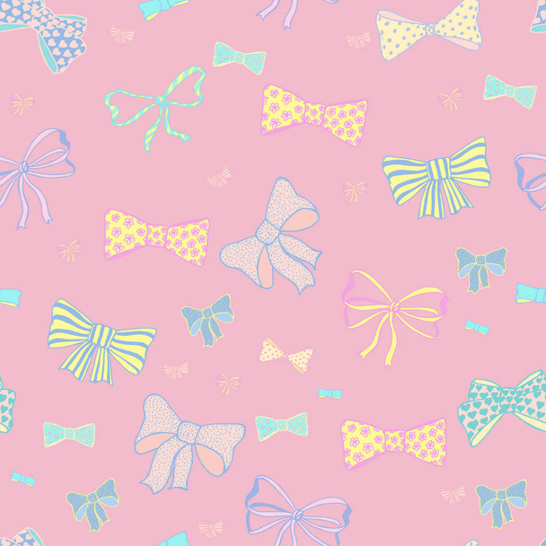Seamless pattern with skerchy bows - Вектор,изображение