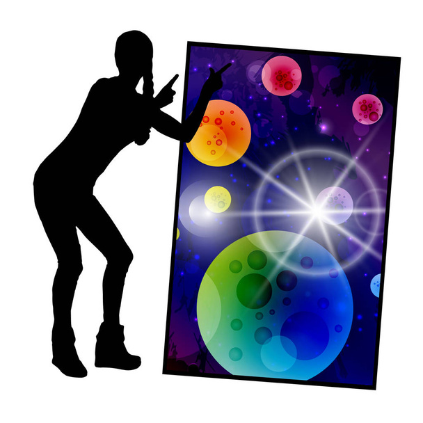 Concept cosmos inside us. yoga. Titats and statuses - Vector, imagen