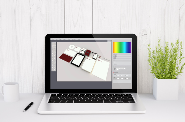 laptop screen with branding design - Foto, Imagen