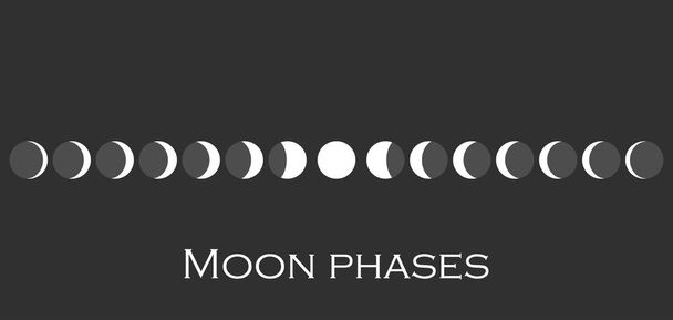 月の満ち欠け。完全に新月から全体のサイクル。ベクトル図 - ベクター画像