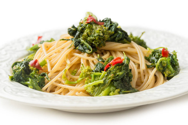 Spaghetti with turnip greens - Photo, Image