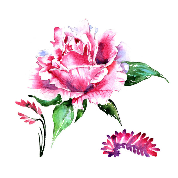 Wildflower rose flower in a watercolor style isolated. - Fotó, kép