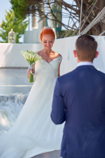 Wedding ouple in Santorini - Foto, Imagen