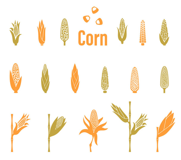 De pictogrammen van de maïs. Landbouw Logo sjabloon. - Vector, afbeelding