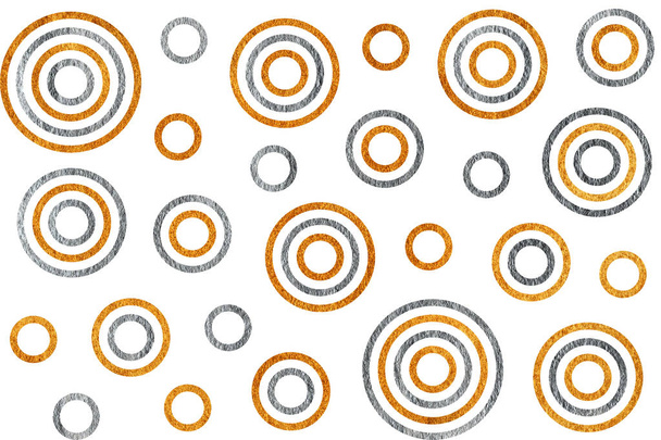 Stříbrné a zlaté kruhy malovaný vzor. - Fotografie, Obrázek