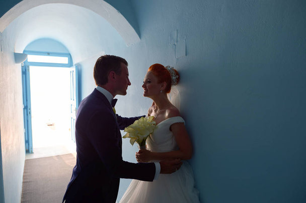 Wedding ouple in Santorini - Photo, Image