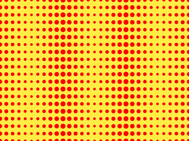 黄色の背景に赤のドット。ポップアートのパターン。ベクトル図 - ベクター画像
