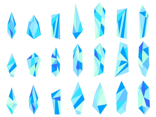 Krystaly izolované na bílém pozadí. Minerály, designovými prvky. Vektorové ilustrace - Vektor, obrázek
