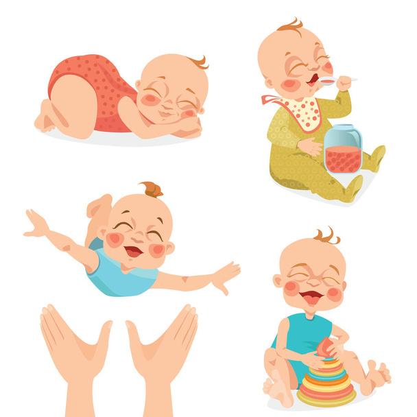 Niedliche Babys im Cartoon-Stil - Vektor, Bild