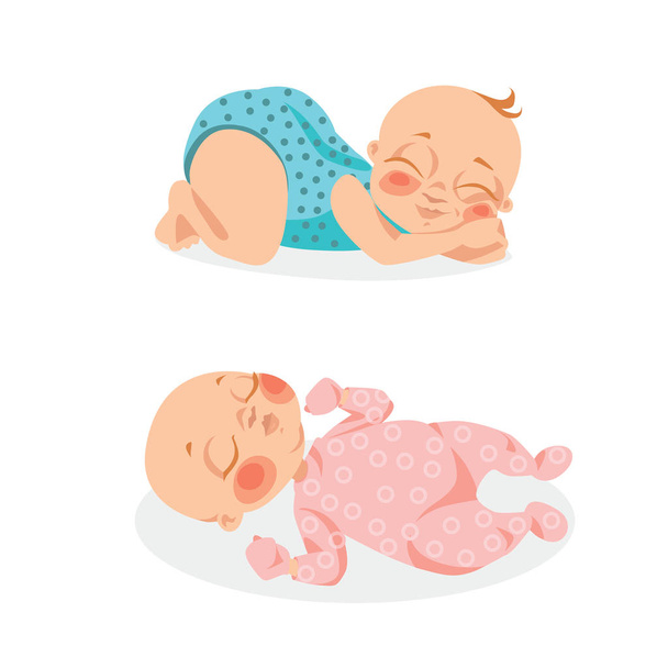 милые младенцы в стиле мультфильма
 - Вектор,изображение