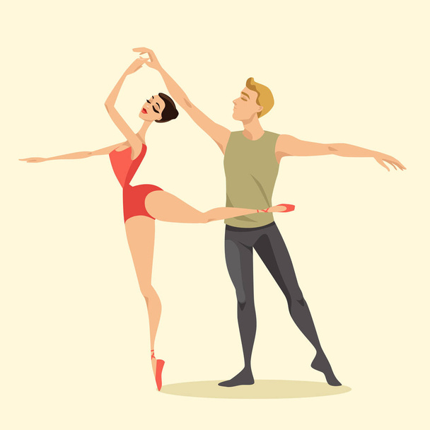 молодая пара артистов балета
 - Вектор,изображение
