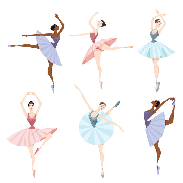Set of ballet dancers. - Vector, afbeelding