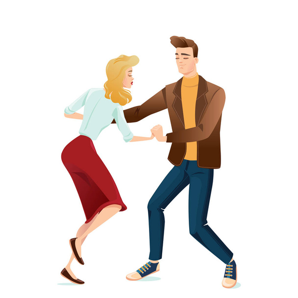 Young couple dancing lindy hop - Vector, Image