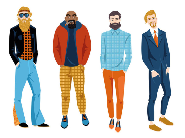 men with different types of beards - Vector, Image