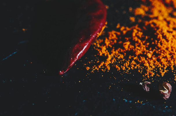 Dried Pepper And Paprika - Fotoğraf, Görsel