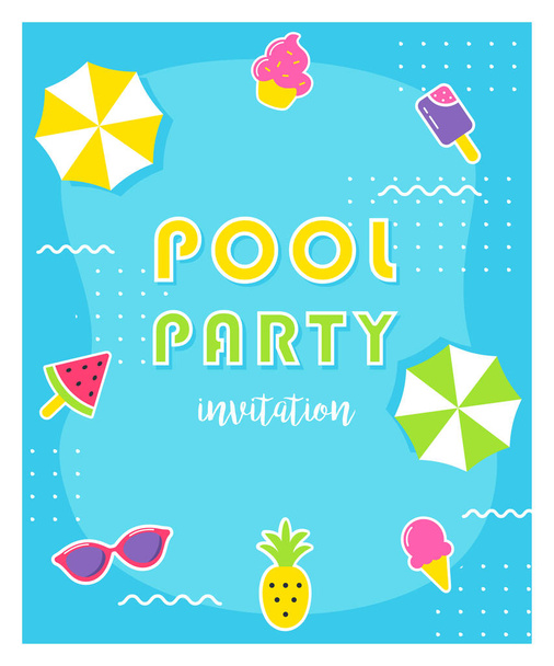 Καλοκαιρινή πισίνα κόμμα αφίσα ή προσκλητήριο. - Διάνυσμα, εικόνα