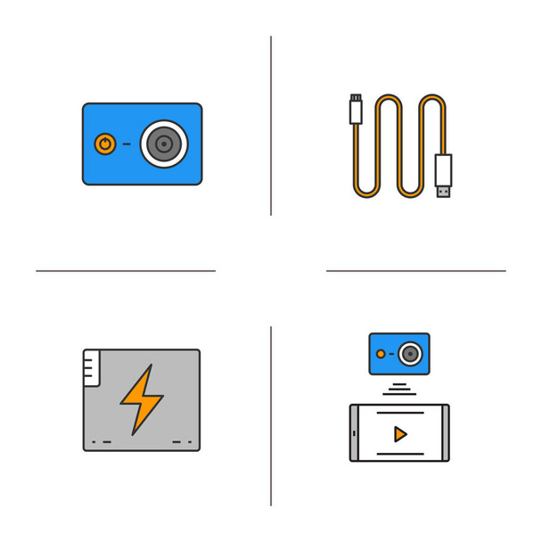 Action camera icons set - Vector, afbeelding