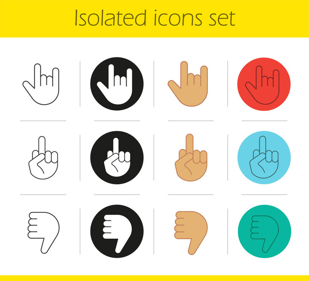 Mão gestos ícones conjunto
 - Vetor, Imagem