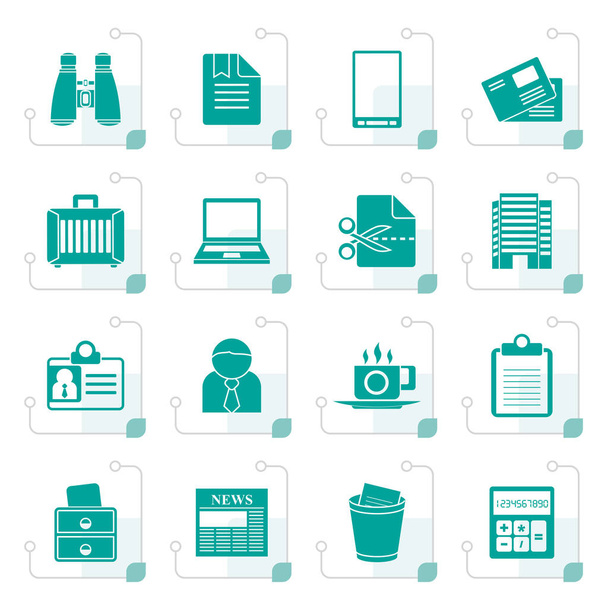 Ícones de elementos de negócios e escritório estilizados
 - Vetor, Imagem