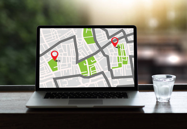Карта GPS-навігації для підключення до мережі маршрут призначення розташування вулиць  - Фото, зображення