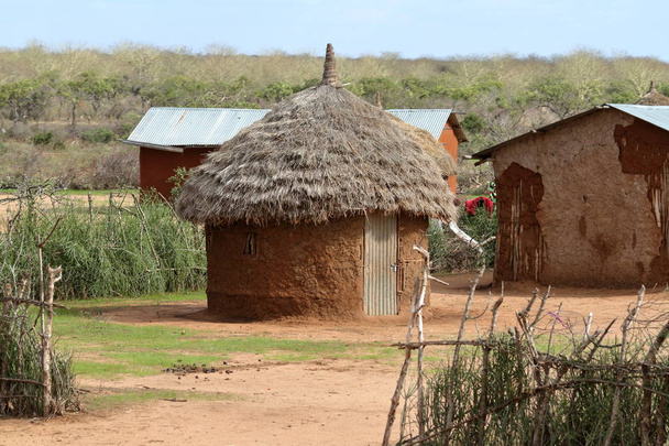 伝統的な家屋やアフリカの農村 - 写真・画像