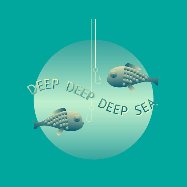 Deep sea card. Vector illustration.  - Vetor, Imagem