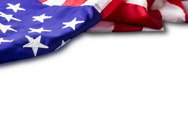 USA lub amerykańską flagę na białym tle na białym tle ze ścieżką przycinającą - Zdjęcie, obraz