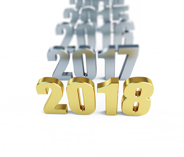 New Year 2018. 3D-illustraties op een witte achtergrond - Foto, afbeelding