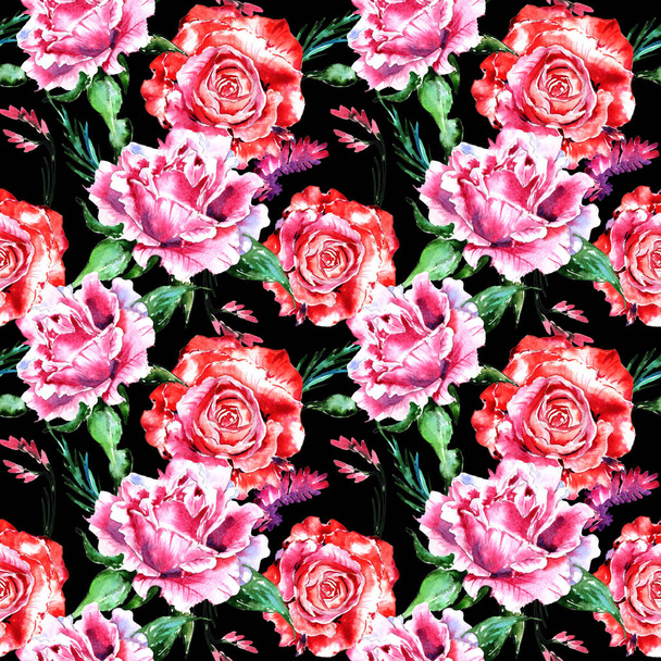 Wildblume Rose Blumenmuster in einem Aquarell-Stil isoliert. - Foto, Bild