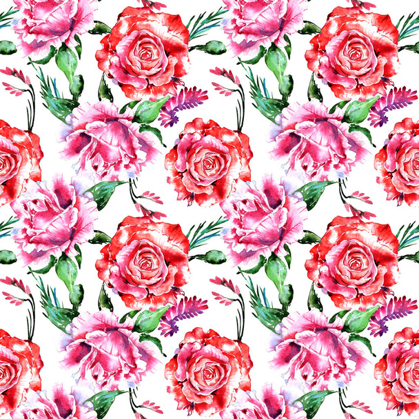 Wildflower rose flower pattern in a watercolor style isolated. - Foto, afbeelding