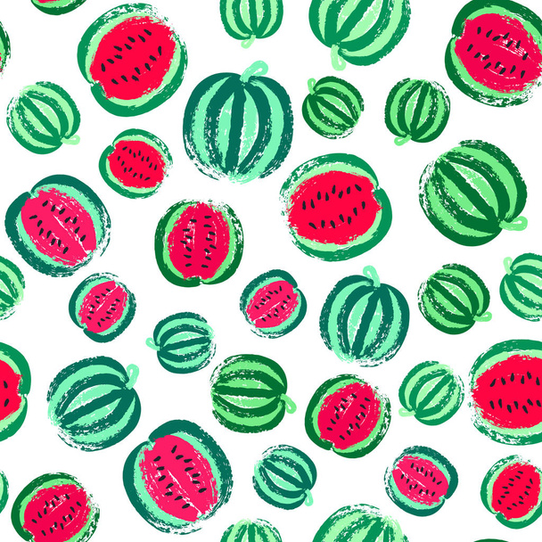 Vodní meloun pozadí malovaný vzor - Vektor, obrázek