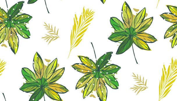 hojas de palma tropical, hojas de la selva sin costuras vector floral patrón fondo - Vector, imagen
