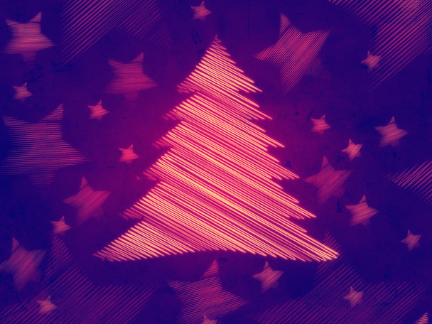 Retro violetti tausta joulukuusi ja tähdet
 - Valokuva, kuva