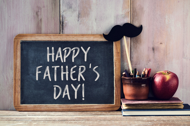 text happy fathers day in a chalkboard - Photo, Image